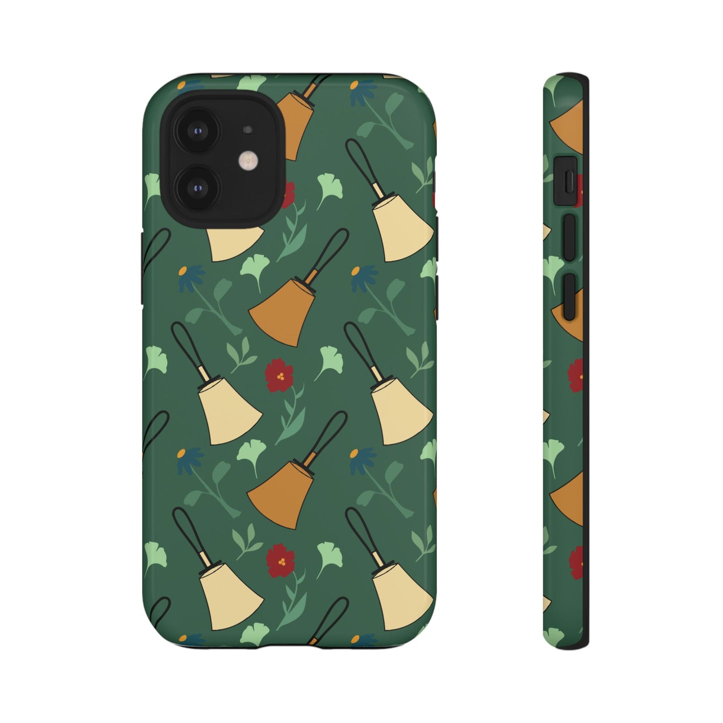 Handbell Floral iPhone Case Green - Tough Protection with Vibrant Design