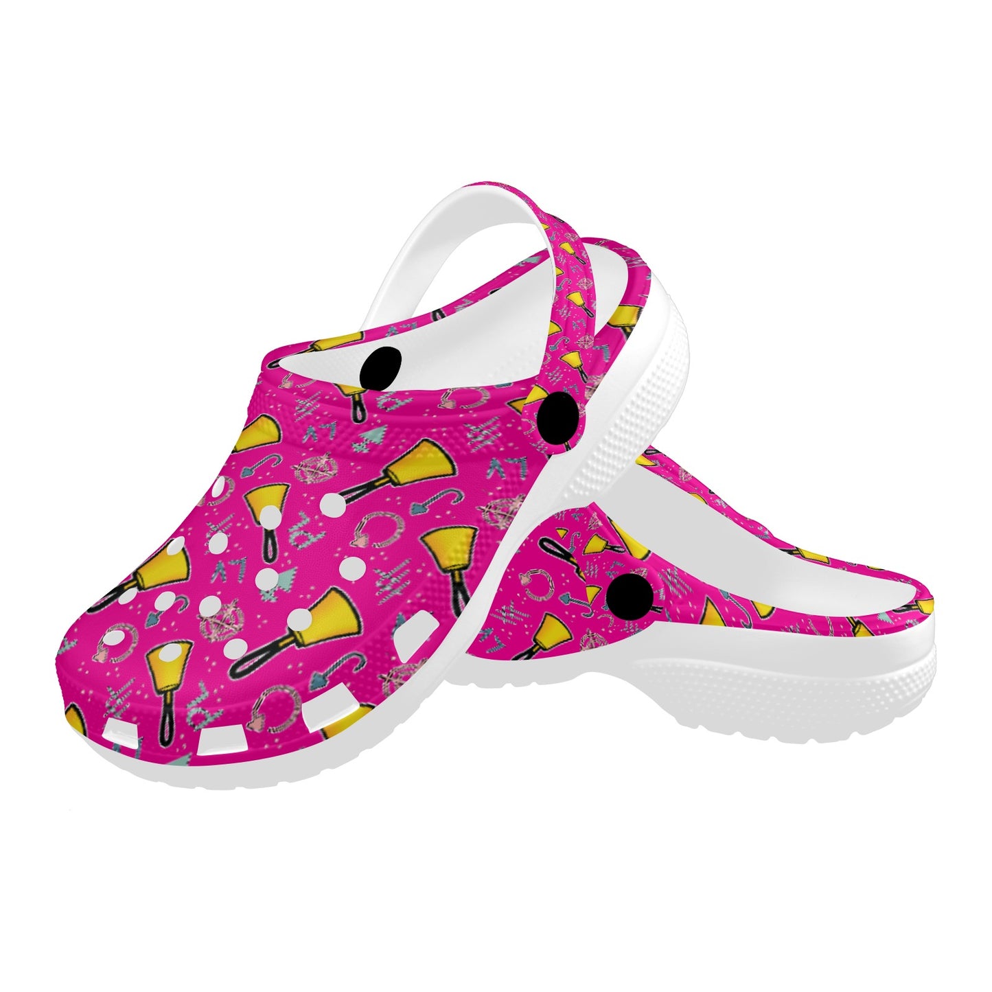 Cartoon Handbell Print Adults Clogs