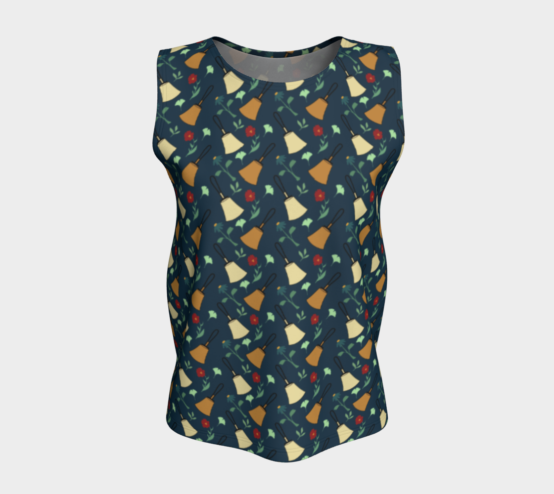 Bell Floral Deep Blue Long Tank Top larger bells