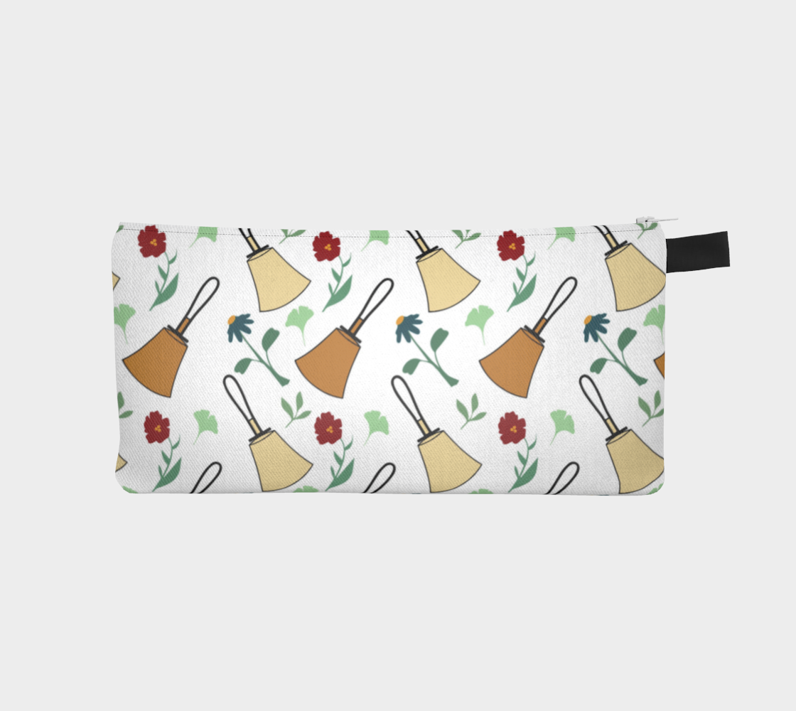 White Bell Floral Pencil Case