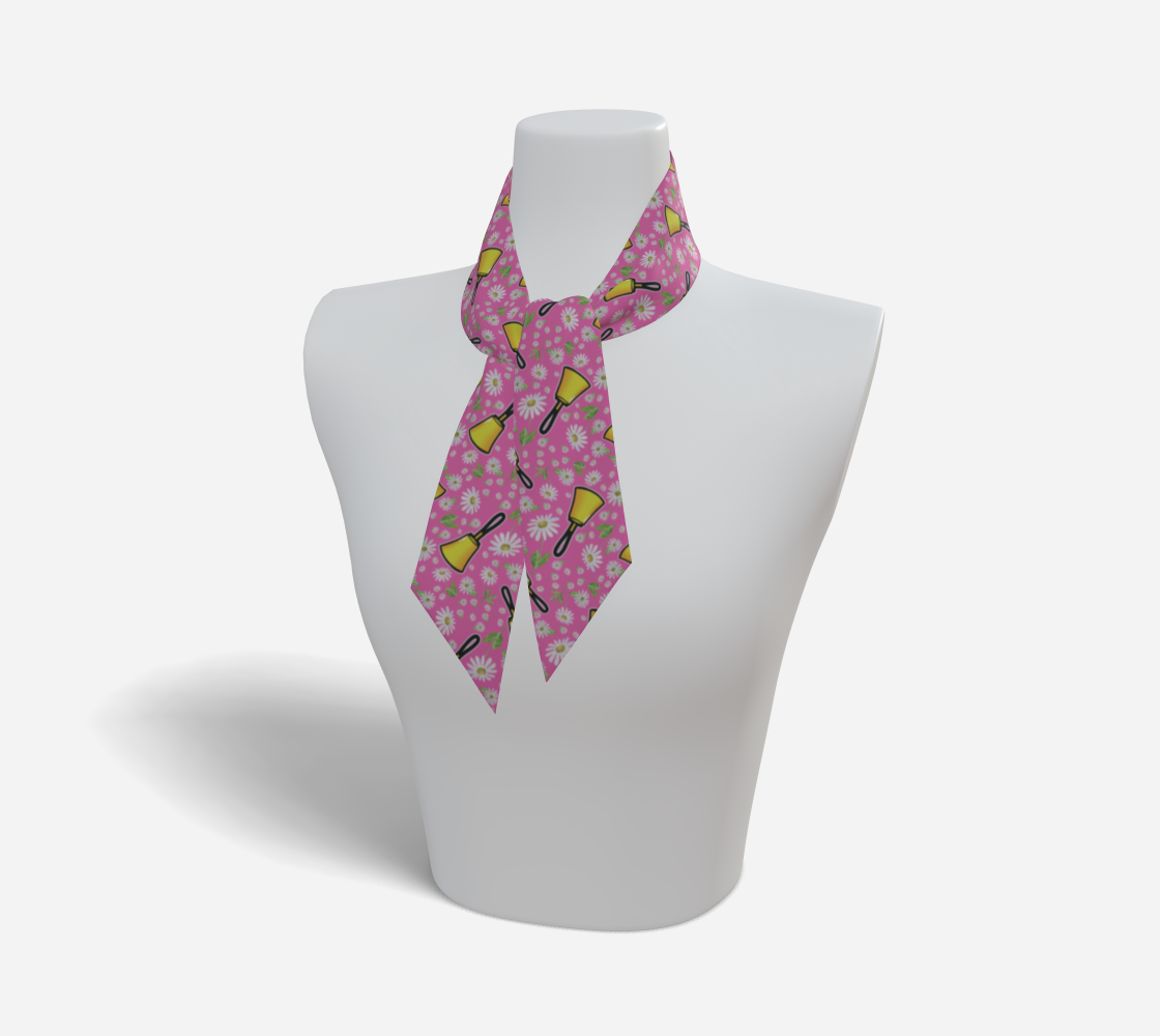 Cartoon Bells & Daisies Pink Mini Scarf