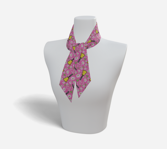 Cartoon Bells & Daisies Pink Mini Scarf