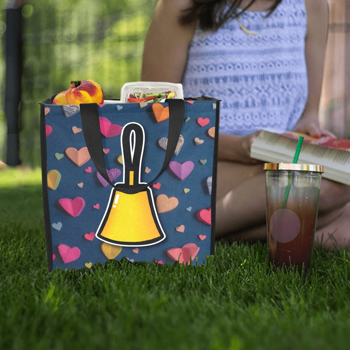 Handbell & Hearts Picnic Tote Bag