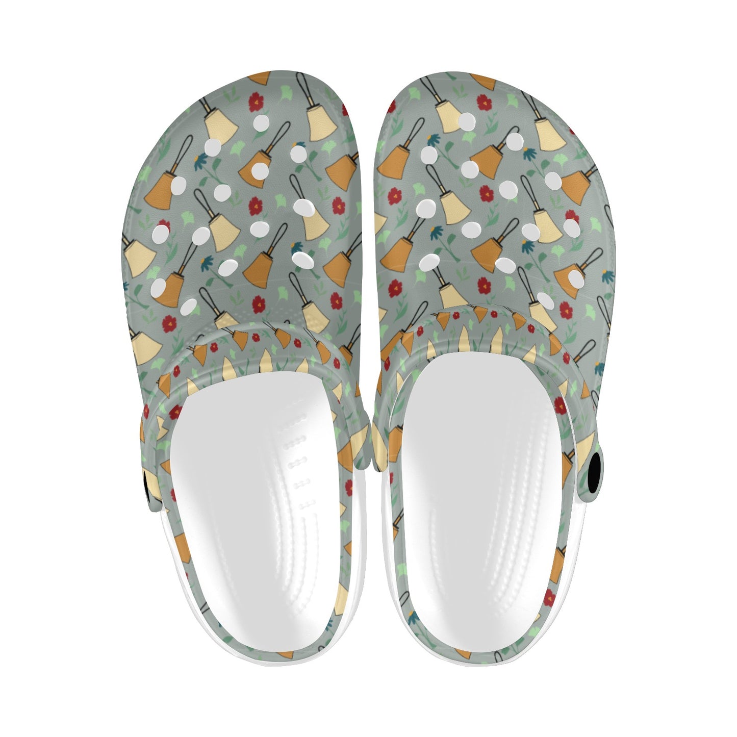 Bell Floral Light Blue Print Adults Clogs
