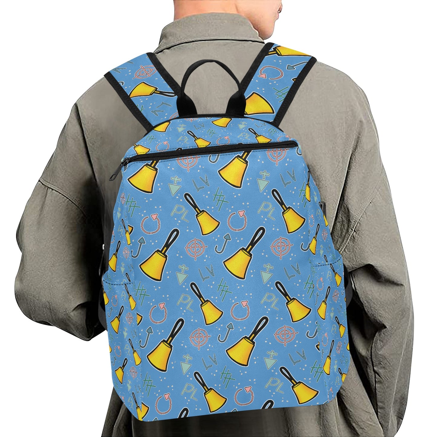 Cartoon Handbell Blue Lightweight Casual Backpack