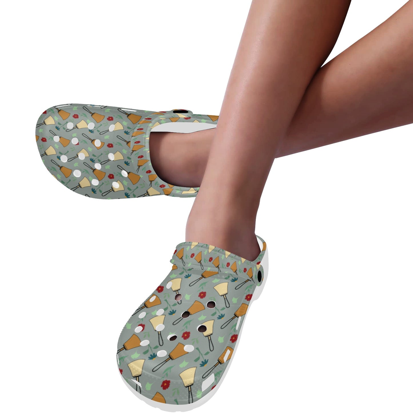 Bell Floral Light Blue Print Adults Clogs