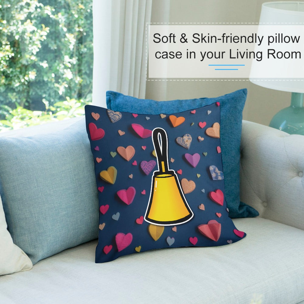 Handbell & Hearts Plush pillow case (double-sided design)