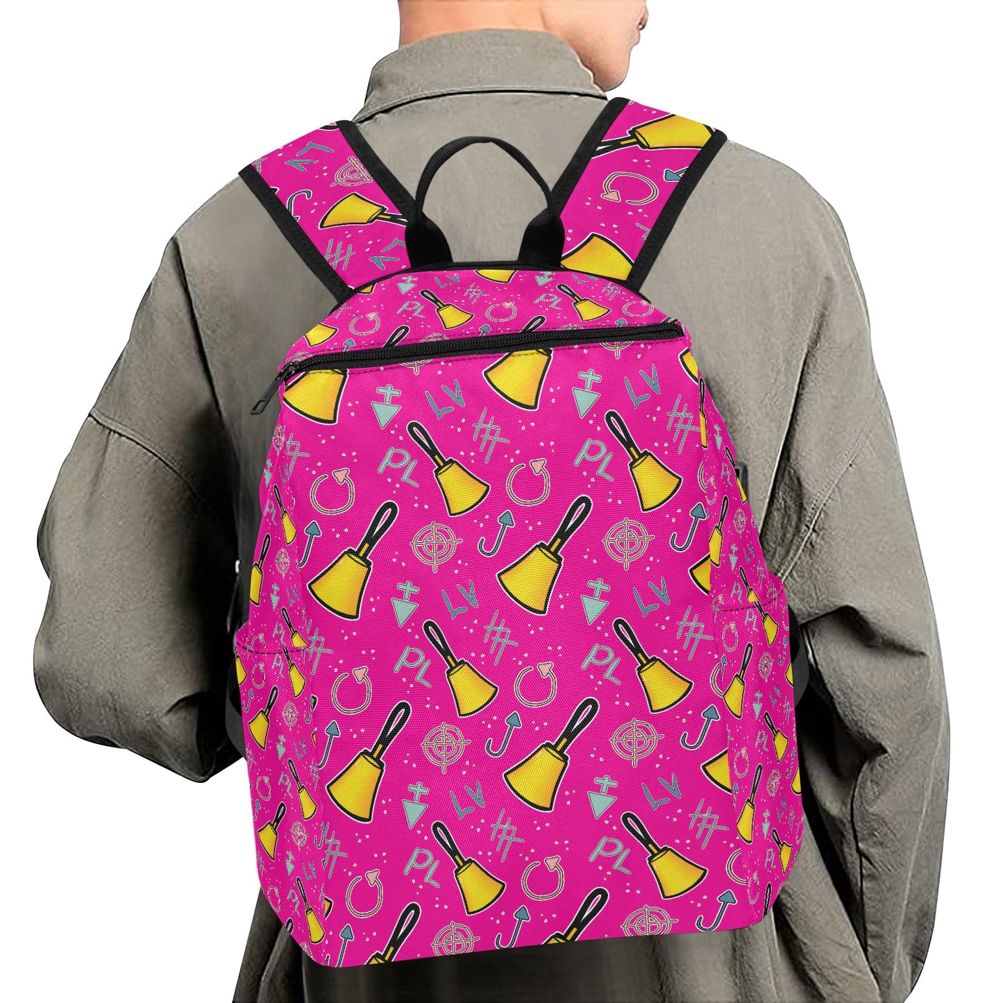 Cartoon Handbell Pink Lightweight Casual Backpack