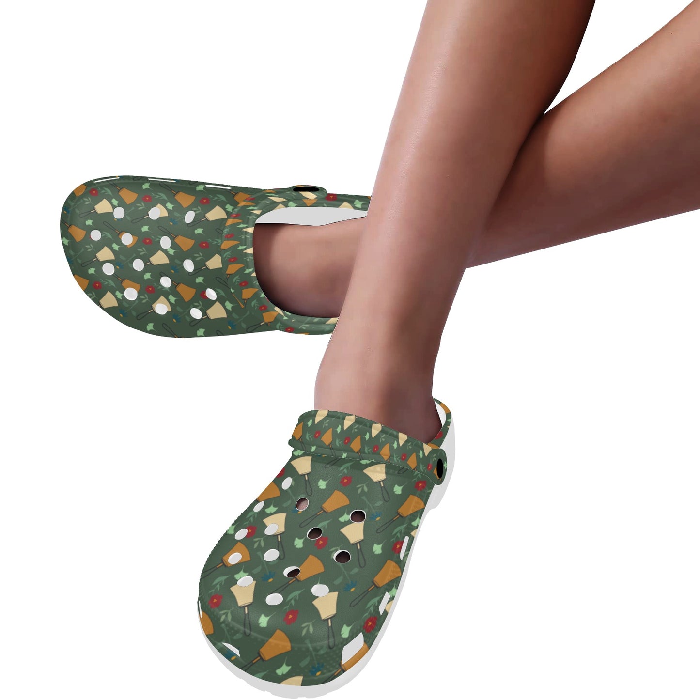 Bell Floral Deep Teal Print Adults Clogs