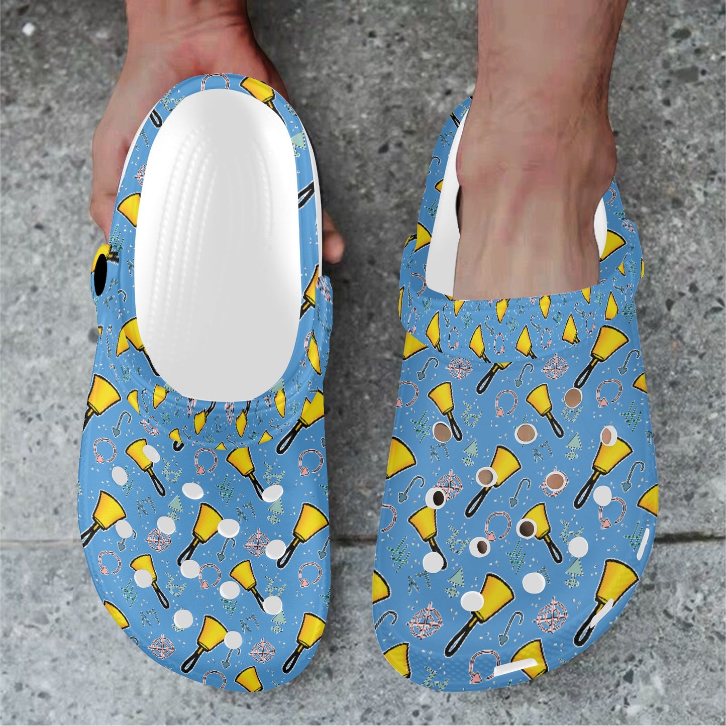 Cartoon Handbell Adult Clogs Blue