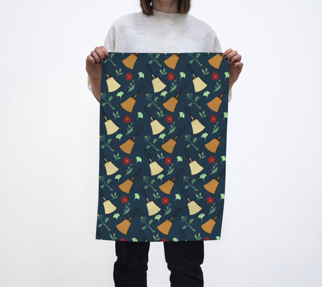 Handbell Floral Tea Towel deep blue